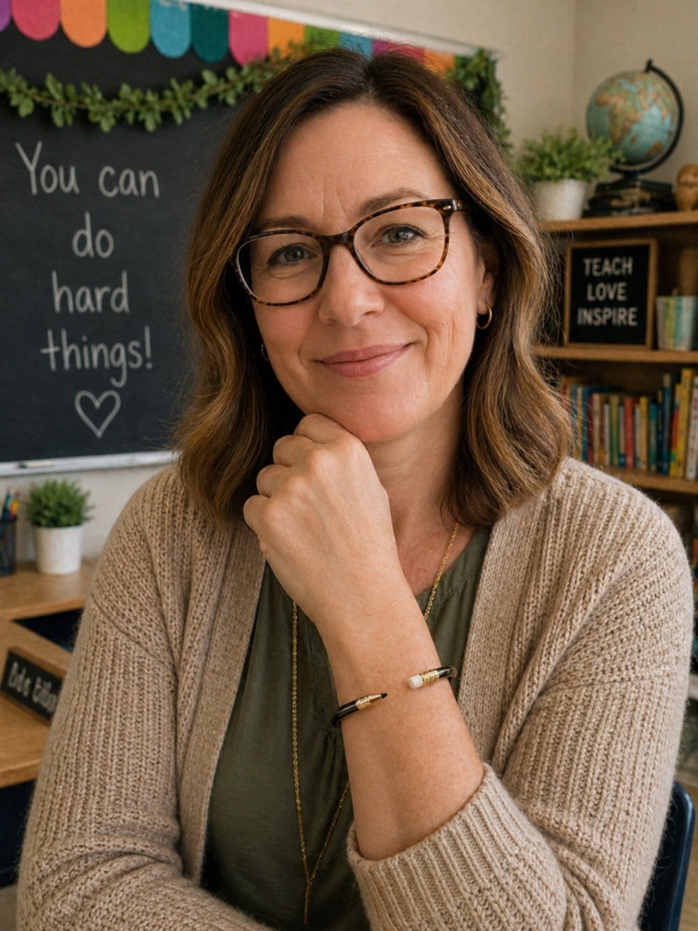 Teacher Pencil & Eraser Bangle Bracelet – Gold & Black Cuff | Cute Teacher Gift